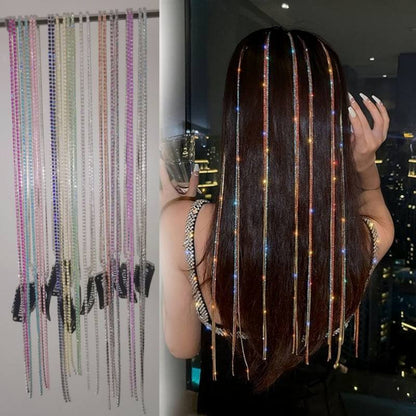 🌟 Rhinestone Hair Chains Clips