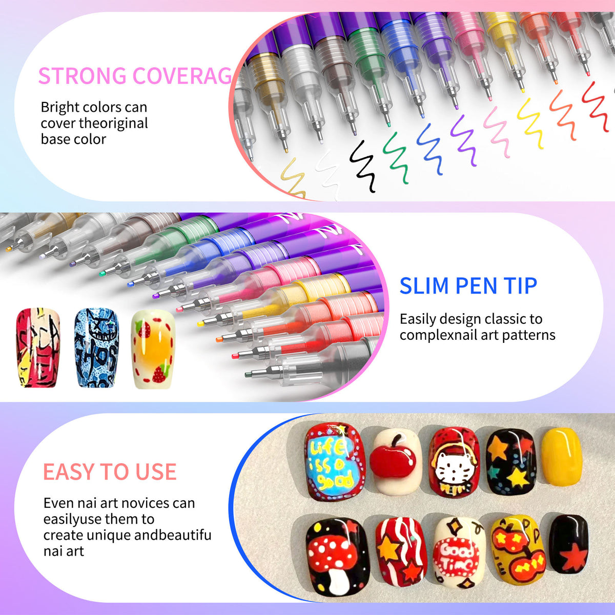 12 Colors Nail Art Marker Pen Set