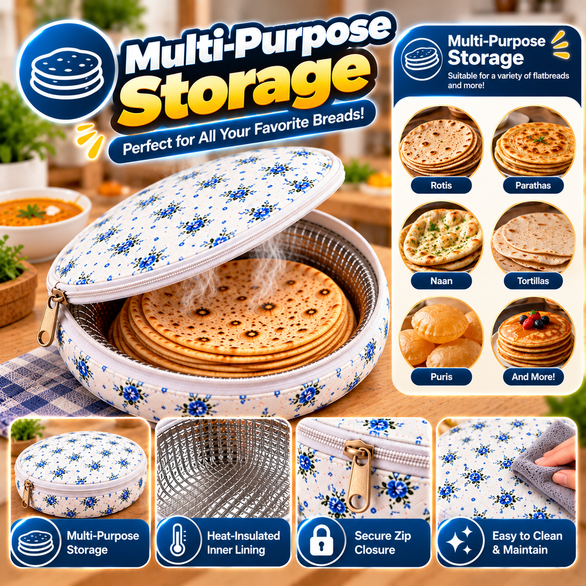 Insulated Roti & Chapati Warmer