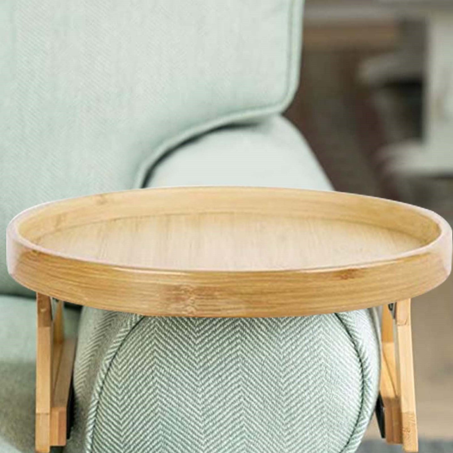 Wood Side Table Sofa Couch Arm Rest