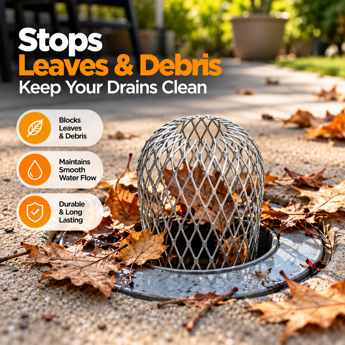 Heavy-Duty Mesh Drain &amp; Downspout Leaf Guard