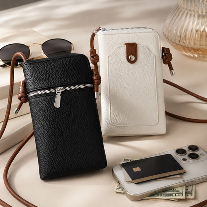 Classic Leather Crossbody Phone Bag