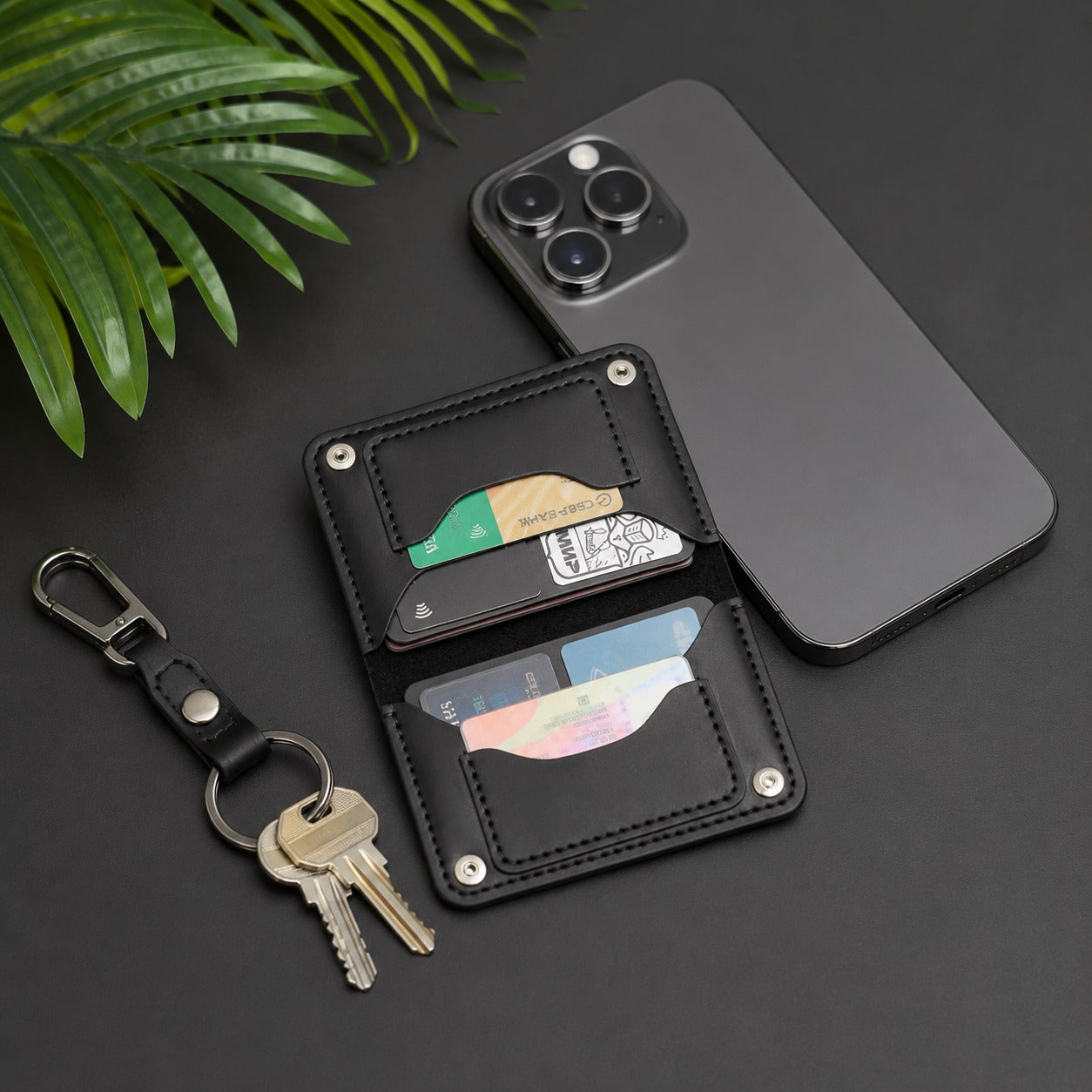The Matte Charcoal Leather Wallet