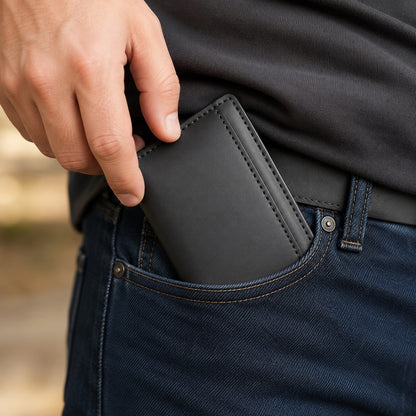 The Matte Charcoal Leather Wallet