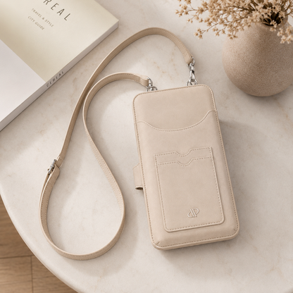 Luxury Beige Pearl Angeli Crossbody Phone Bag