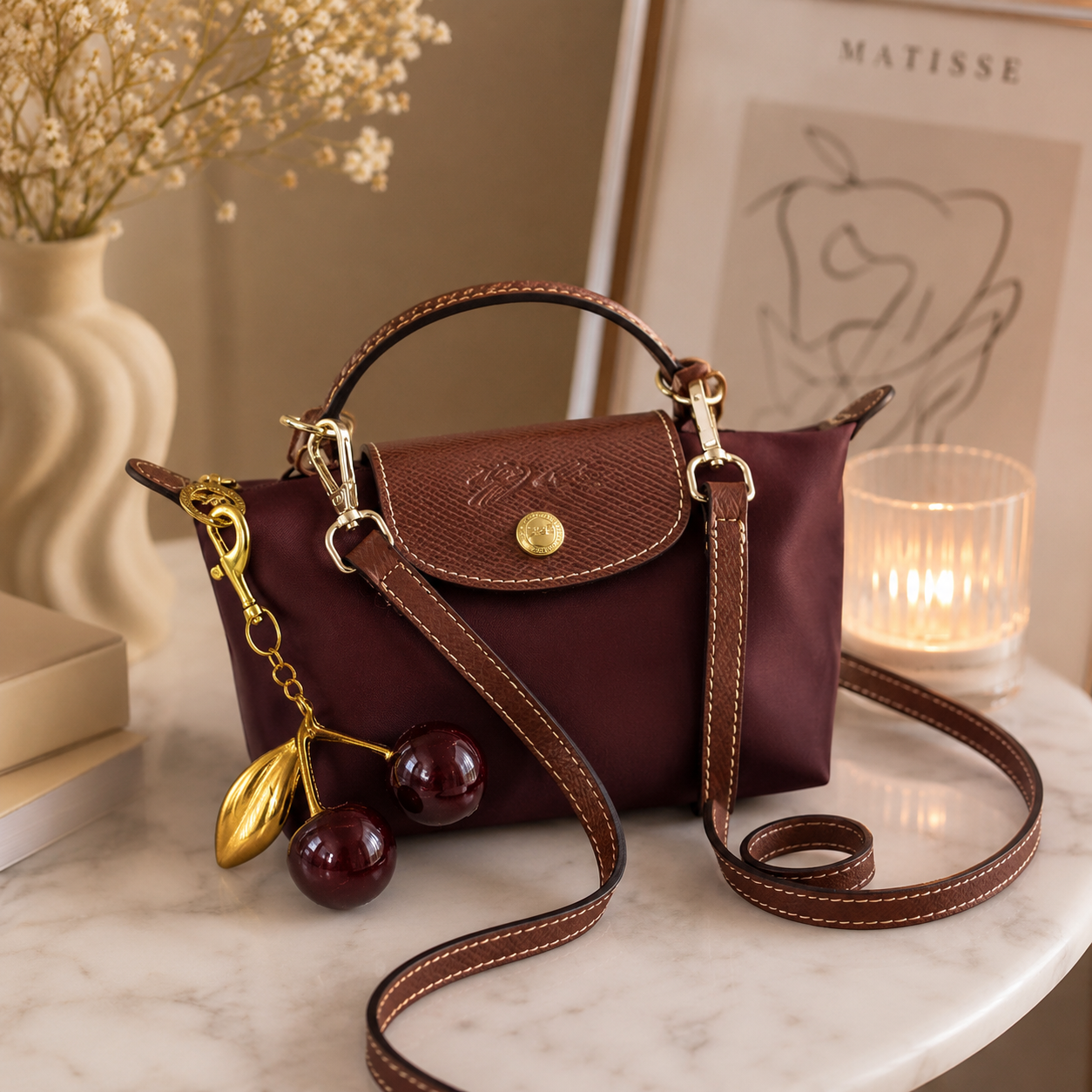 Luxury Burgundy waterproof mini Cross-body Bag