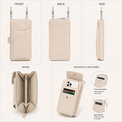 Luxury Beige Pearl Angeli Crossbody Phone Bag
