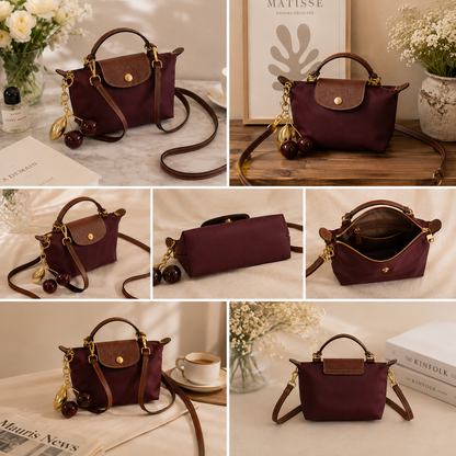 Luxury Burgundy waterproof mini Cross-body Bag
