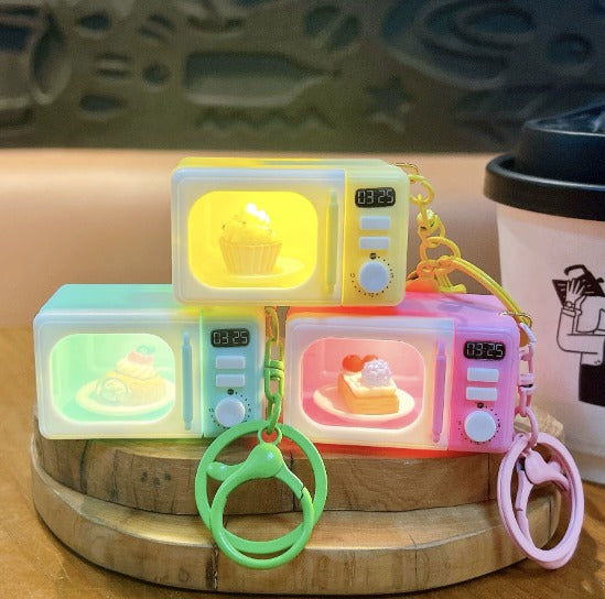 Mini LED Microwave Keychain Charm