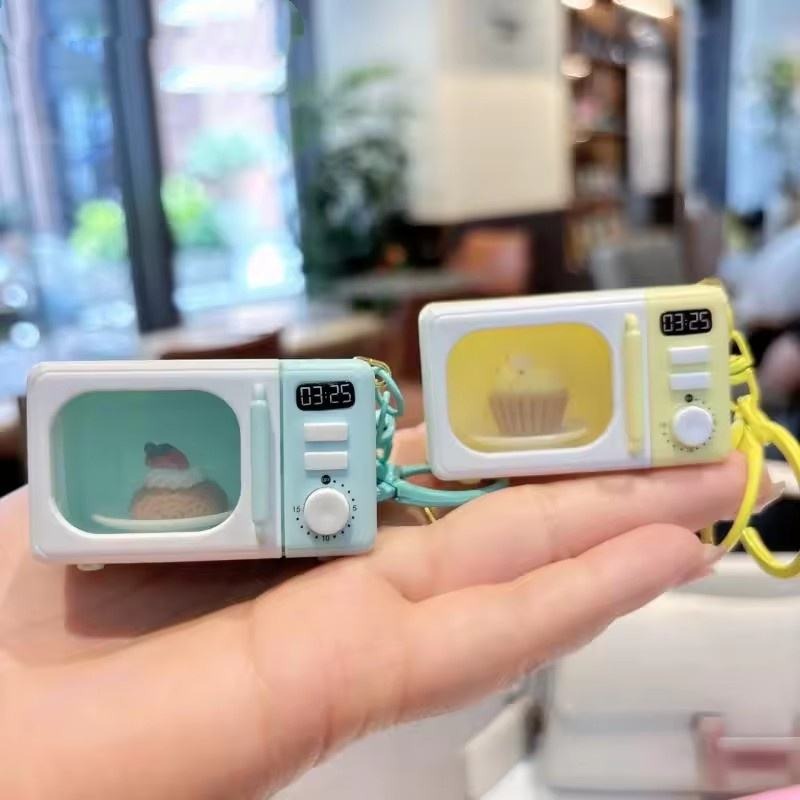 Mini LED Microwave Keychain Charm