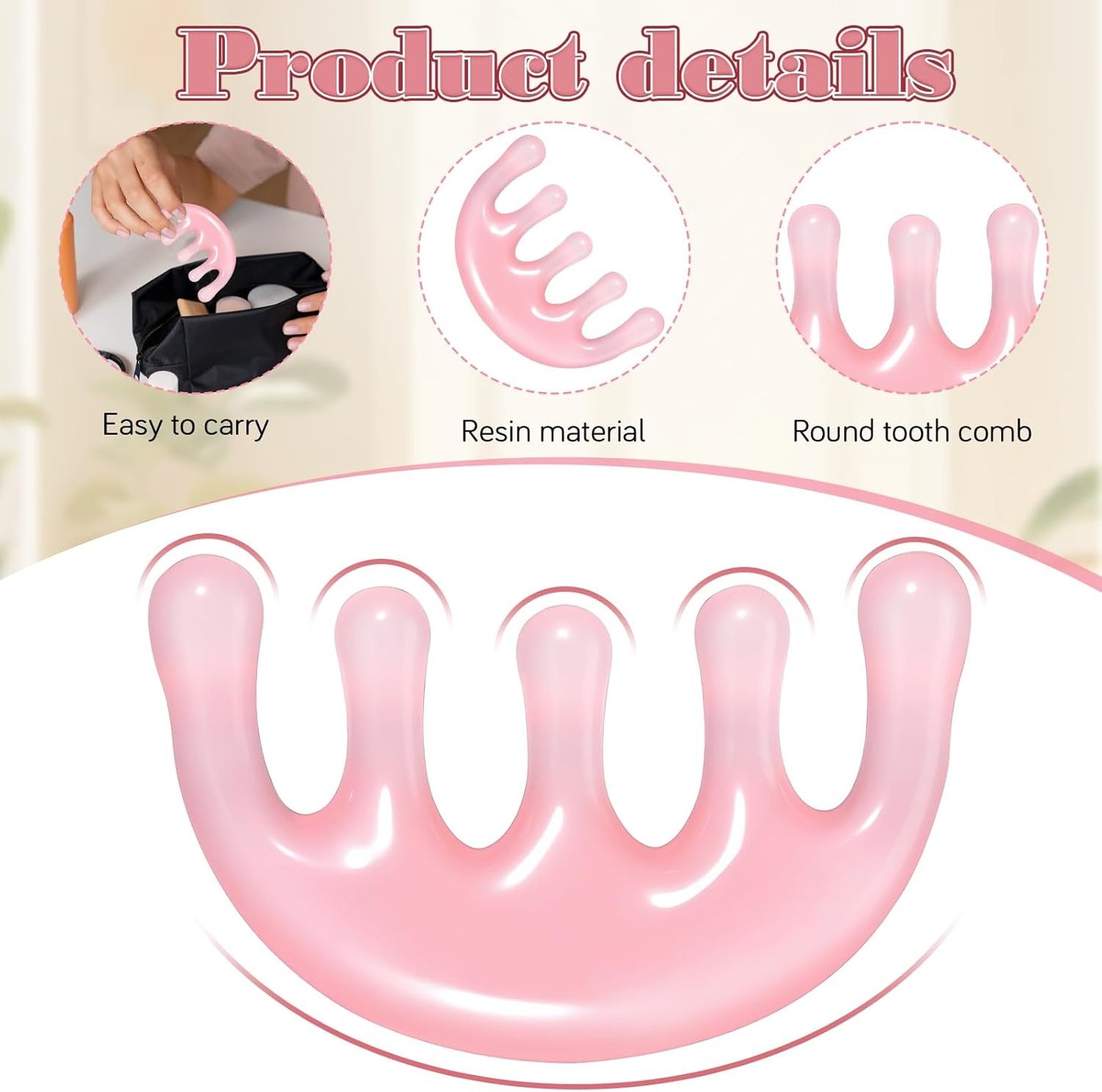 Pink Resin Scalp Massage Comb