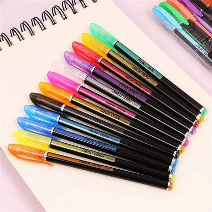 Cute Kawaii Multicolor Glitter Neon Gel Pen