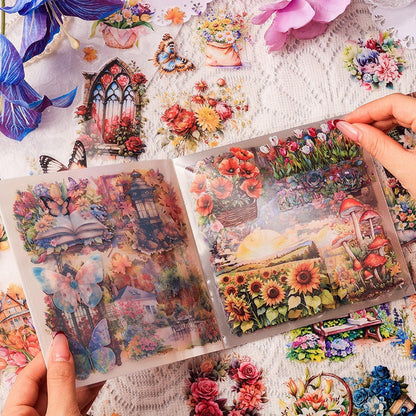 Waterproof Dewy Flowers Lovely Sticker Book