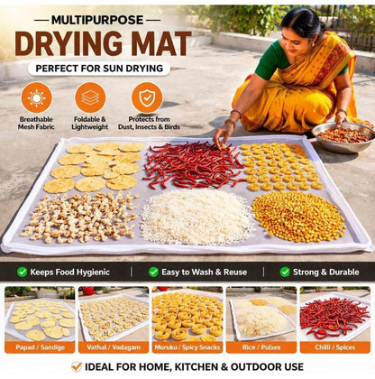 Universal Hygienic Sun Drying Mat for Masala, Haldi, Rice and more