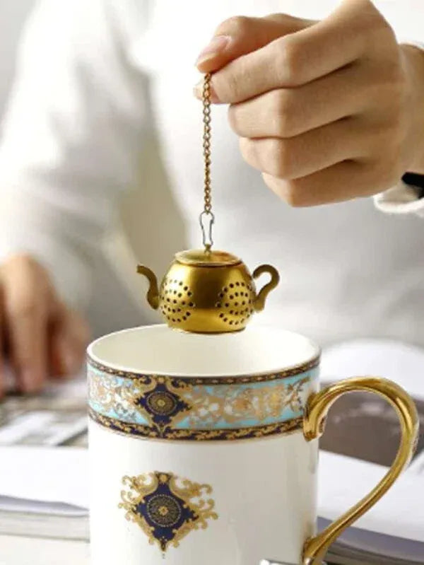 Stainless Steel Tea Strainer, Tea Leaf Filter Infuser Gold teapot