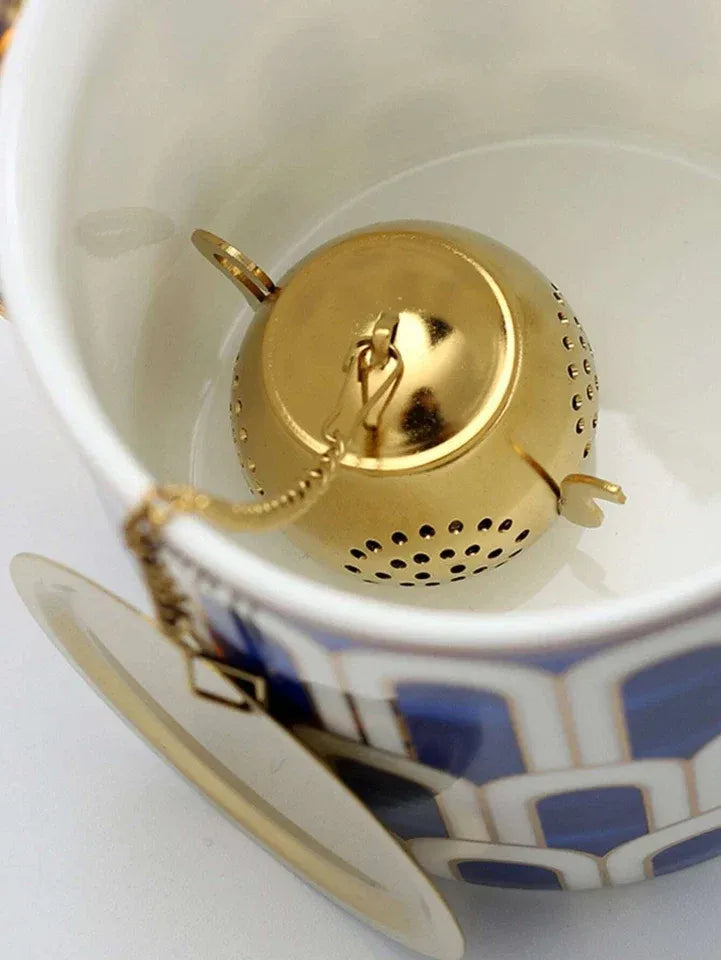 Stainless Steel Tea Strainer, Tea Leaf Filter Infuser Gold teapot
