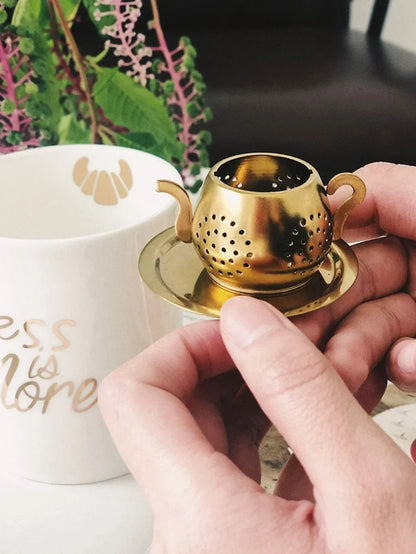 Stainless Steel Tea Strainer, Tea Leaf Filter Infuser Gold teapot