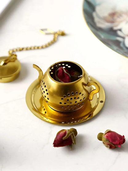 Stainless Steel Tea Strainer, Tea Leaf Filter Infuser Gold teapot