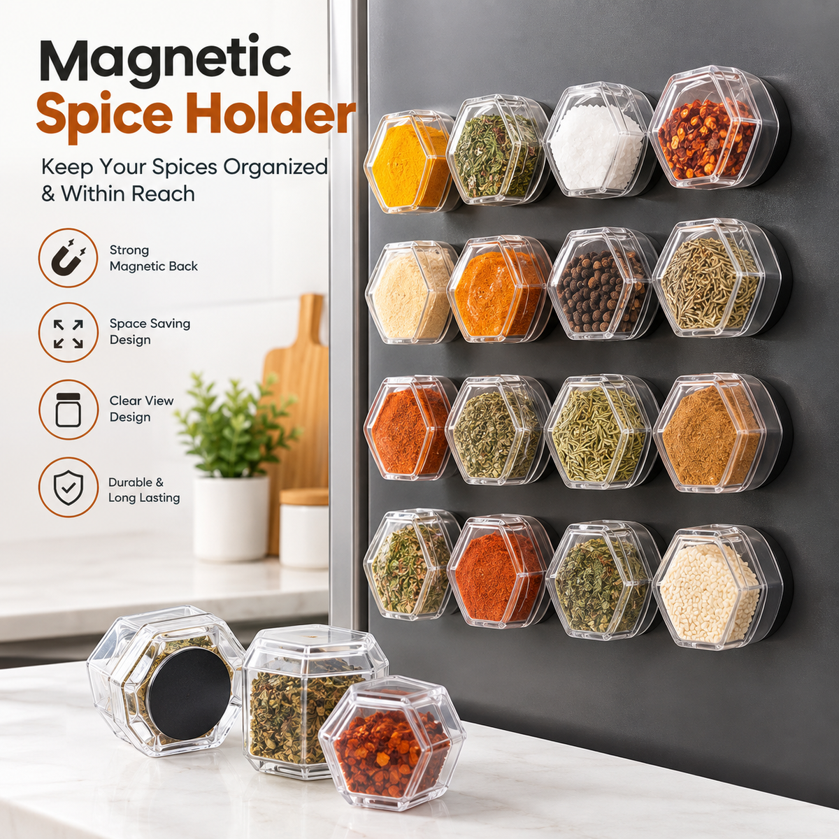 Magnetic spice jars