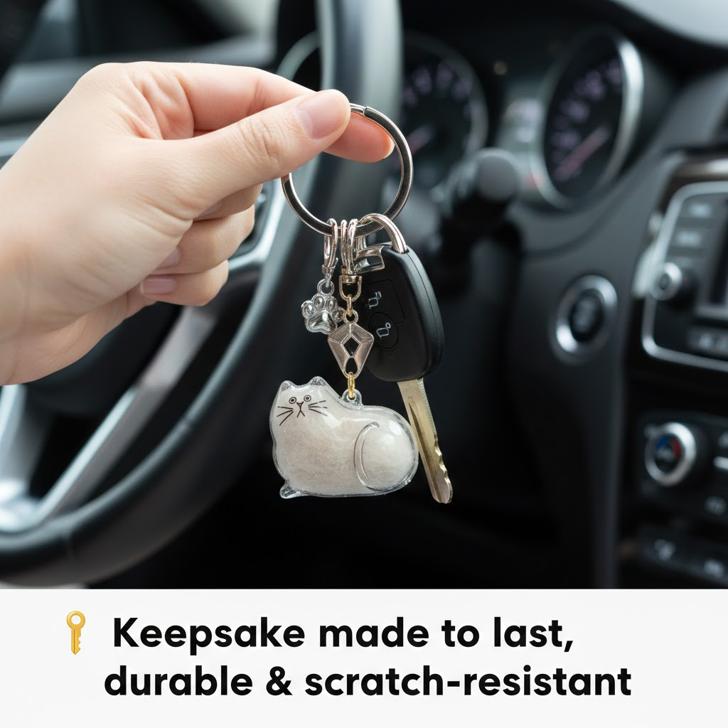 🐱 Cat Fur Keepsake Keychain 🐾