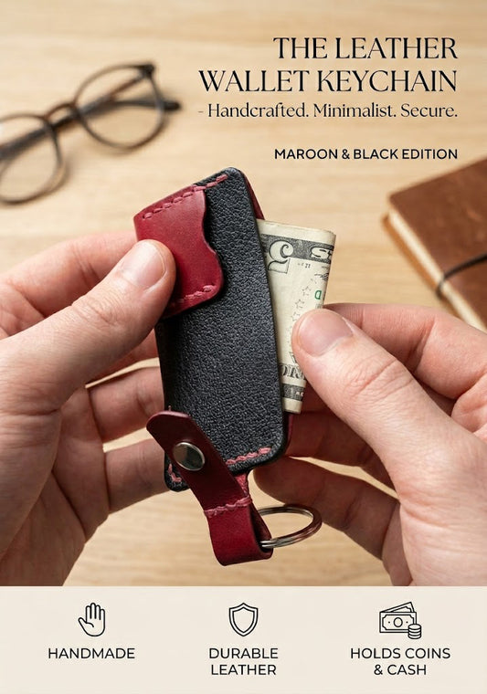Mini Leather Wallet Keychain