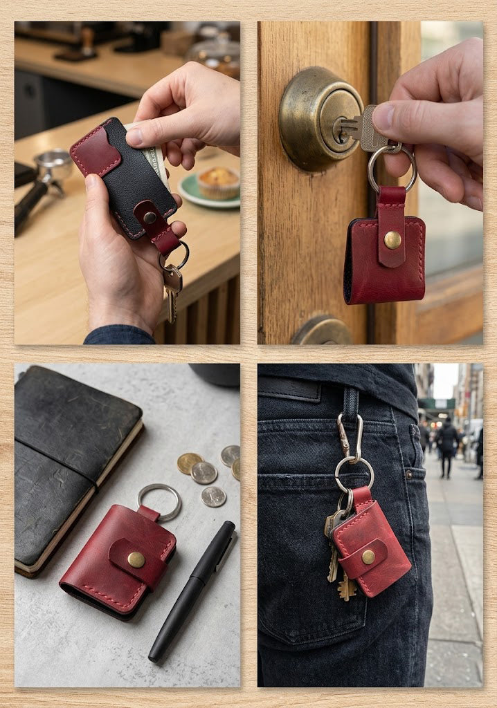 Mini Leather Wallet Keychain