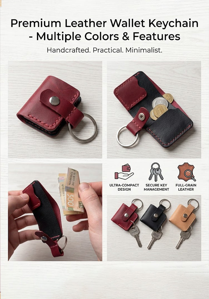 Mini Leather Wallet Keychain
