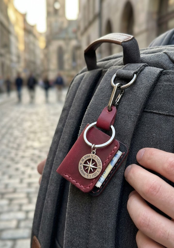 Mini Leather Wallet Keychain