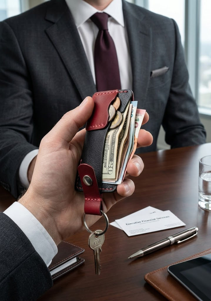 Mini Leather Wallet Keychain