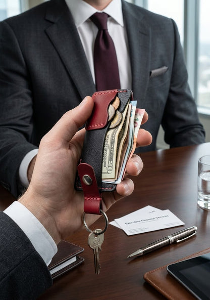 Mini Leather Wallet Keychain